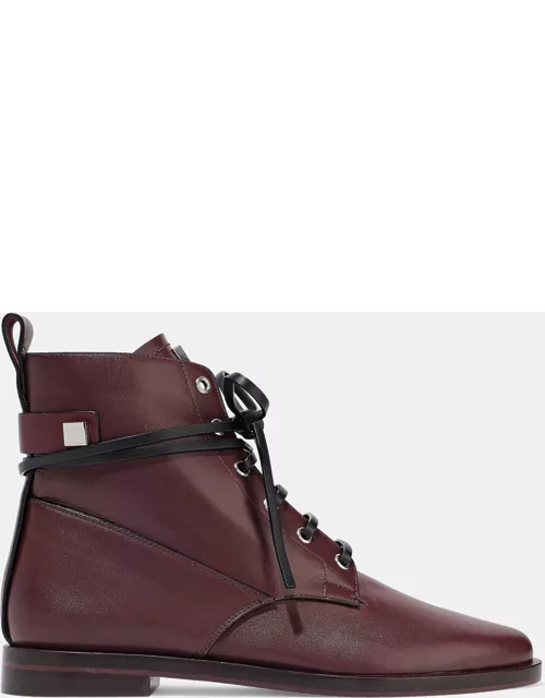 Stuart Weitzman Leather Lace-Up Ankle Boot