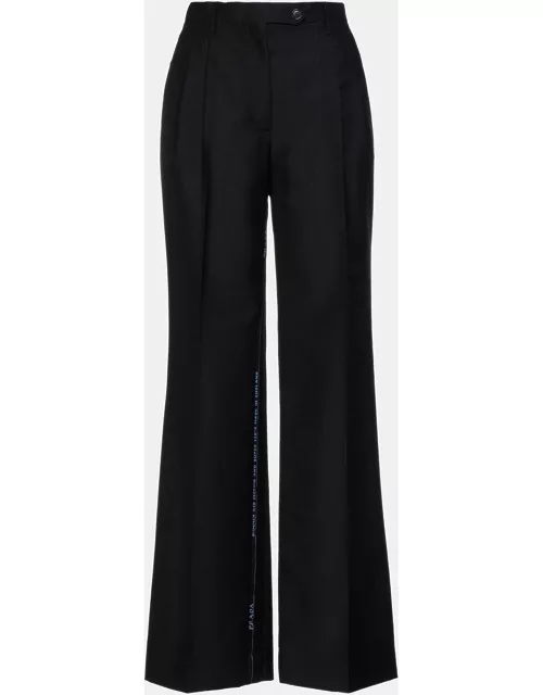Prada Black Mohair Wool Wide-Leg Pants S (IT 40)