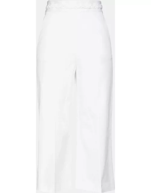 RED Valentino White Cotton Twill Wide Leg Pants S (IT 40)