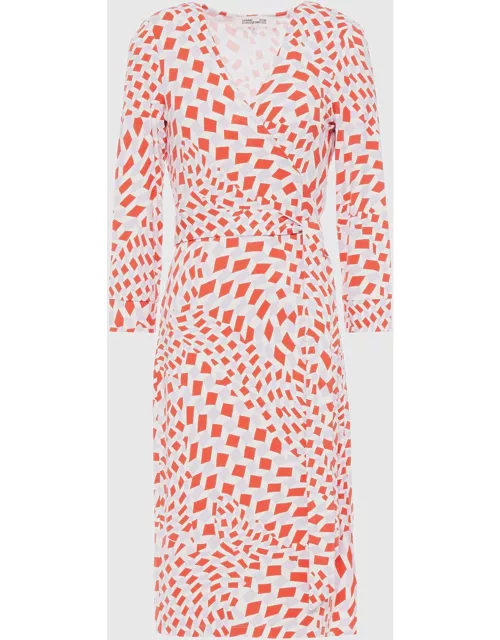 Diane Von Furstenberg Red Printed Jersey Wrap Dress