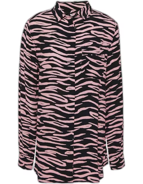 Ganni Pink Printed Viscose Long Sleeved Shirt M (EU 38)