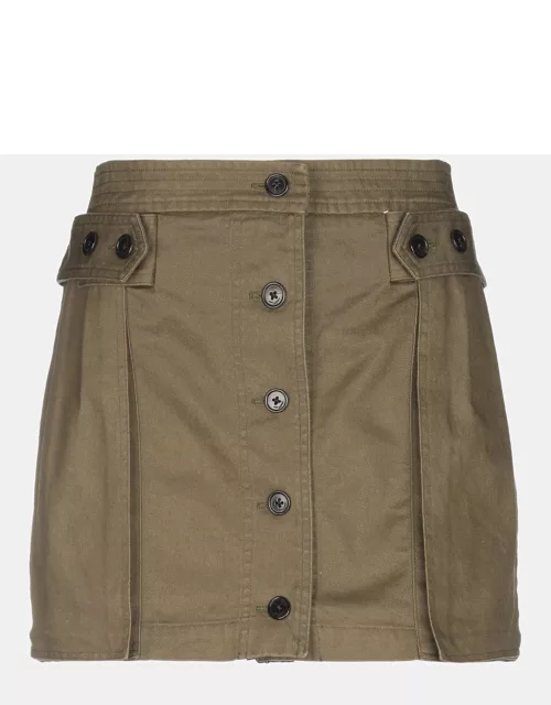 Saint Laurent Green Cotton Blend Mini Skirt L (FR 40)