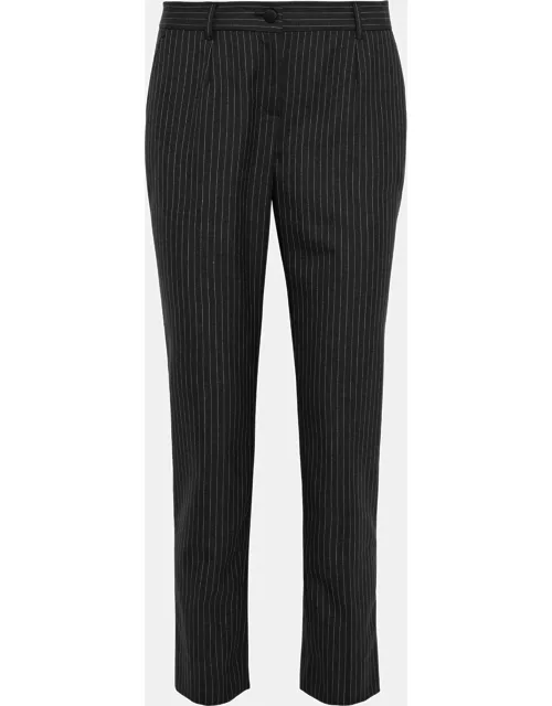 Dolce & Gabbana Black Striped Wool Pants 3XL (IT 50)