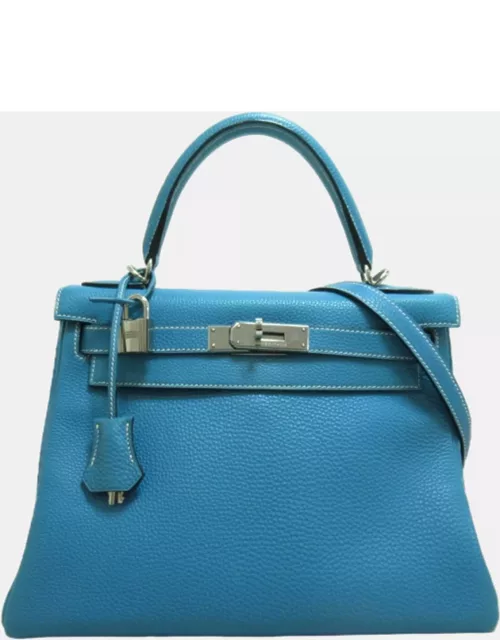 Hermes Blue Leather Togo Kelly 28 bag