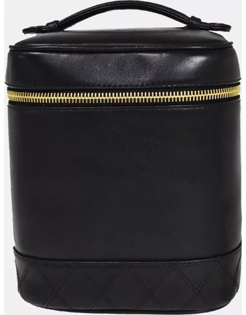Chanel Black Leather Vanity Case Clutch