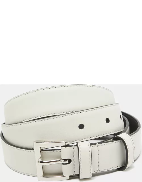 Prada White Leather Slim Belt 80 C