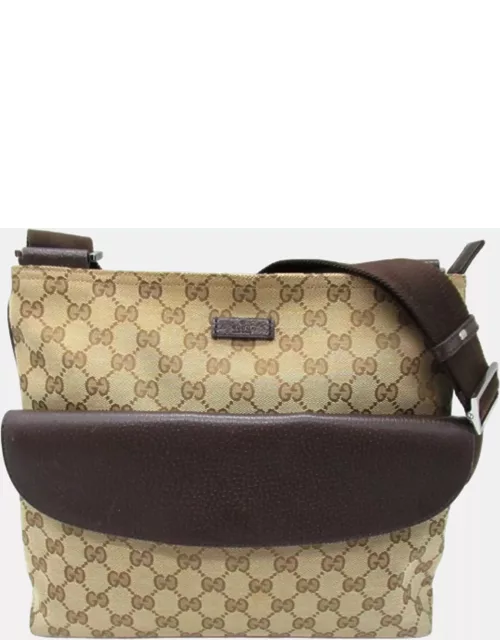 Gucci Beige/Brown GG Canvas Web Messenger Bag