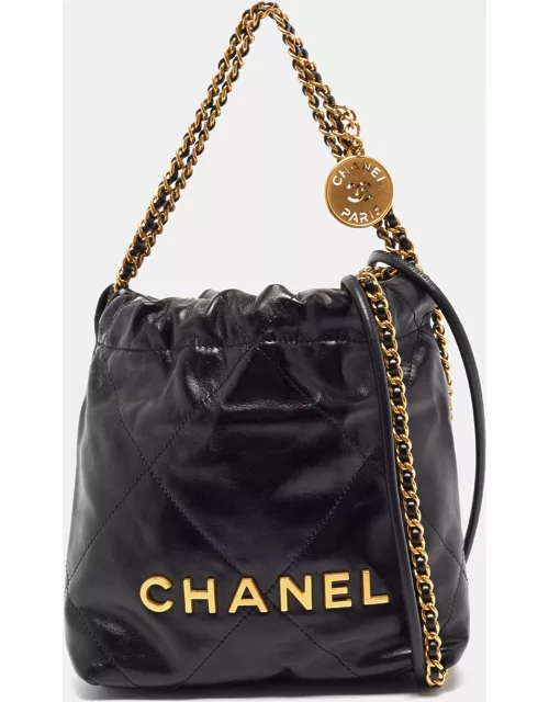 Chanel Black Quilted Leather Mini 22 Chain Bag