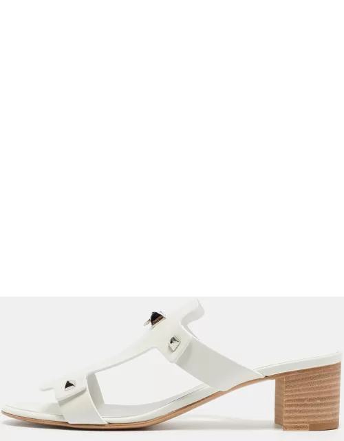 Hermès White Leather Invincible Slide Sandal
