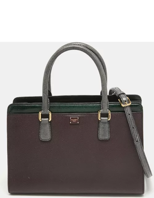 Dolce & Gabbana Tricolor Lizard Embossed Leather Zip Tote