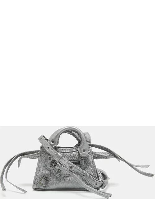 Balenciaga Grey Leather Super Nano Classic City Crossbody Bag