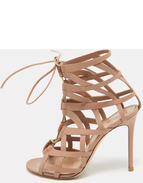 Gianvito Rossi Dusty Pink Leather Gladiator Sandal
