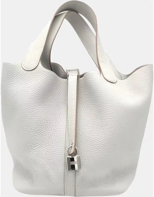 Hermes Grey Clemence Leather Picotin Lock 22 Bag