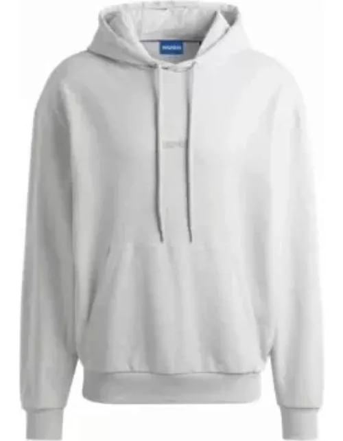 Cotton-terry hoodie with outline logos- Light Grey Men's Tracksuit