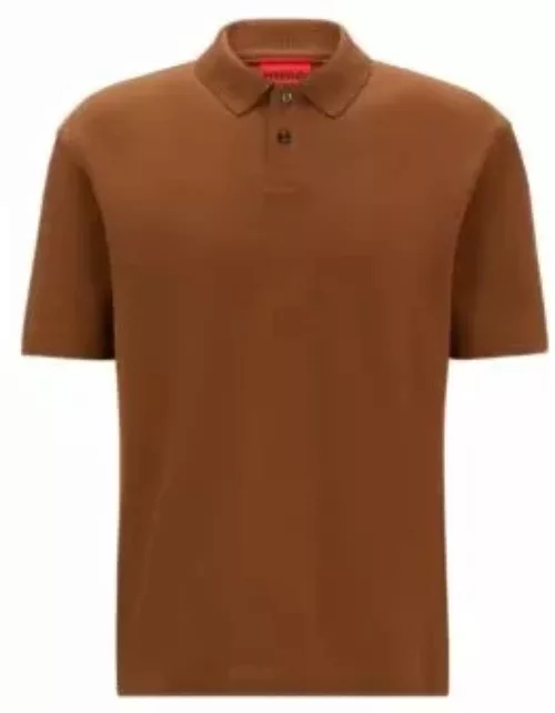 Cotton-piqu polo shirt with logo print- Brown Men's Polo Shirt