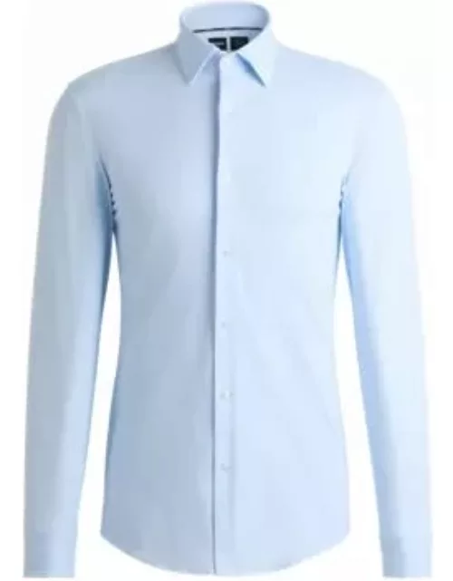 Slim-fit shirt in structured performance-stretch material- Light Blue Men's Shirt