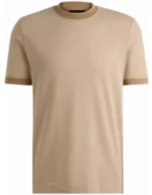Regular-fit T-shirt in two-tone cotton and cashmere- Beige Men's T-Shirt