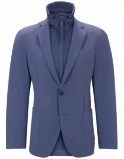 Water-repellent jacket in slim fit with zip-up inner- Dark Blue Men's Sport Coat