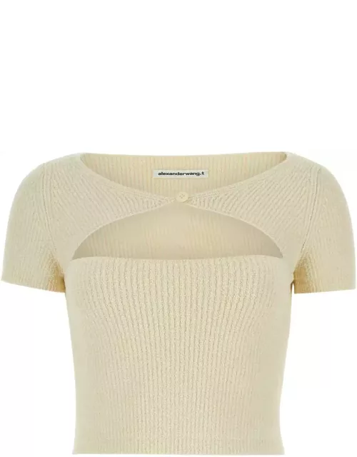 T by Alexander Wang Ivory Stretch Cotton Blend Top