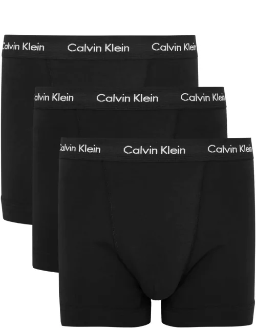 Calvin Klein Logo Stretch-cotton Trunks - set of Three - Black