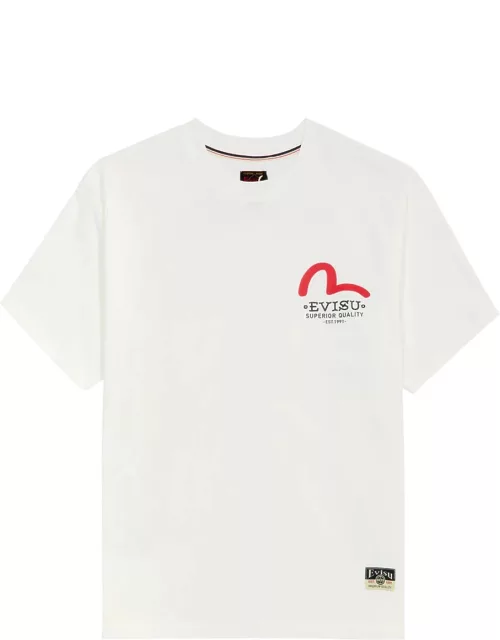 Evisu Godhead Daicock Printed Cotton T-shirt - Off White