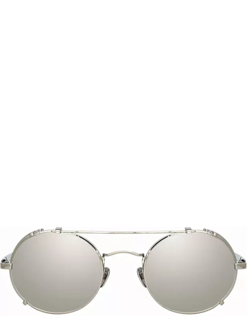 Jimi Oval Sunglasses in White Gold