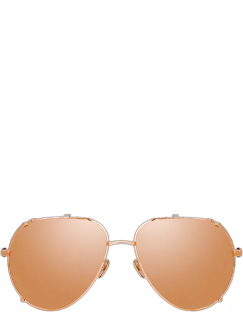 Newman Aviator Sunglasses in Rose Gold