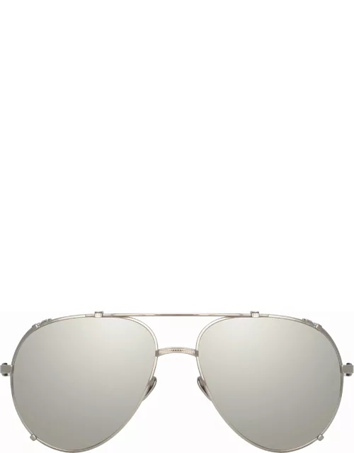 Newman Aviator Sunglasses in White Gold
