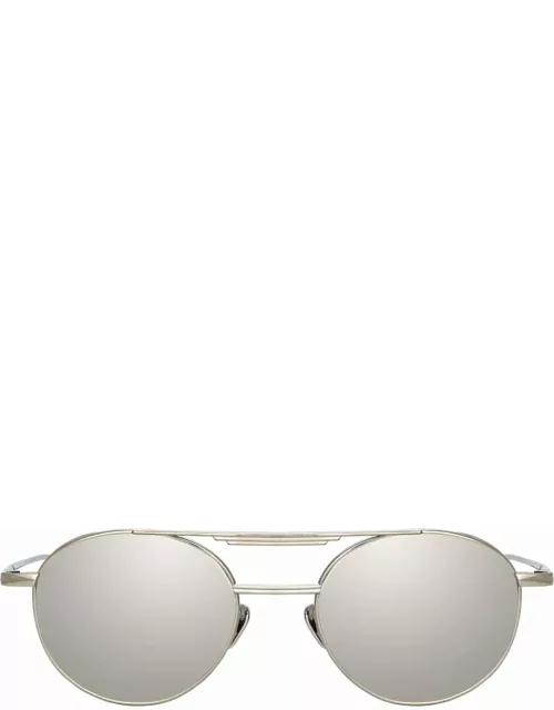Lou Oval Sunglasses in White Gold
