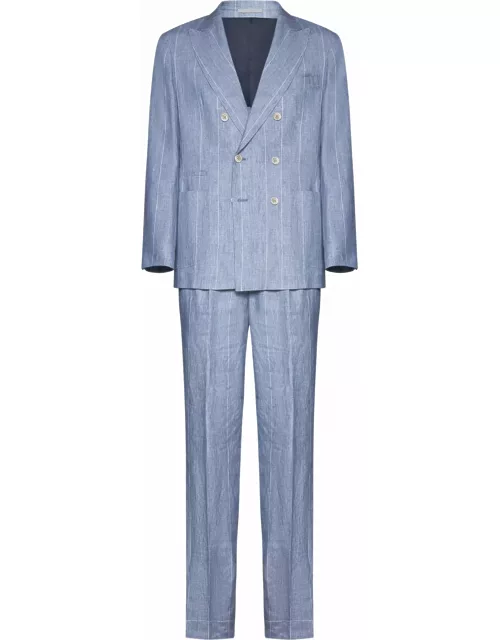 Brunello Cucinelli Double-breasted Striped Tailored Suit