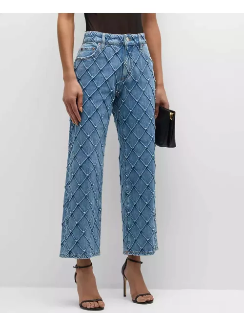 Weezy Quilted Embellished Cropped Jean