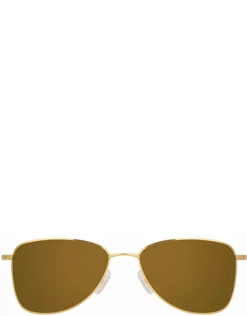 Dries Van Noten 197 Aviator Sunglasses in Yellow Gold Tone
