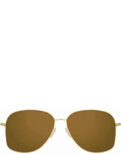 Dries Van Noten 199 Aviator Sunglasses in Yellow Gold Tone