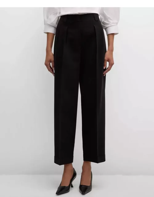 Wyatt High-Rise Pleated Cropped Pant