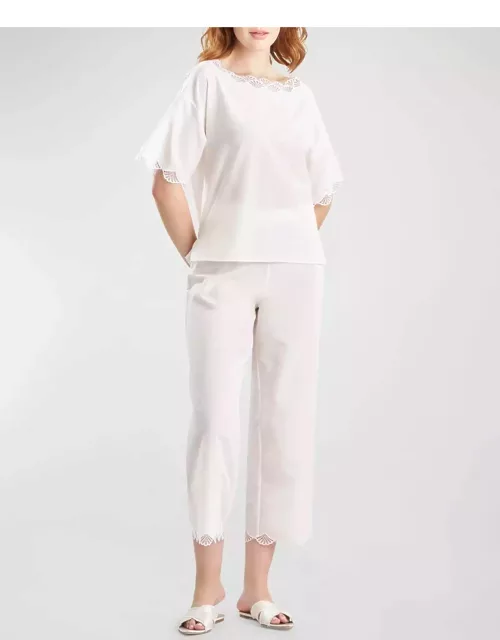Colette Cropped Lace-Trim Pajama Set