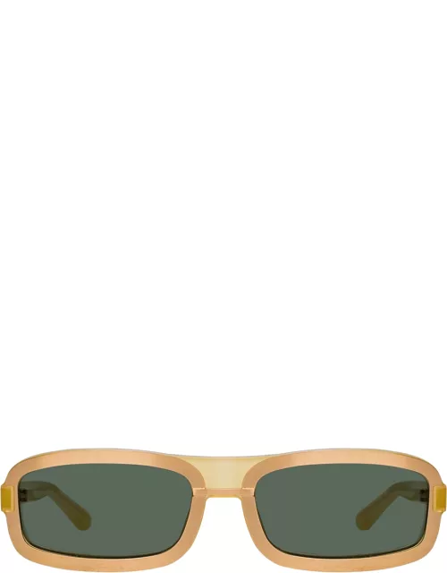 Y/Project 6 Rectangular Sunglasses in Rose Gold Tone