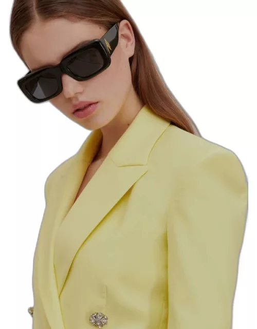 The Attico Marfa Rectangular Sunglasses in Black