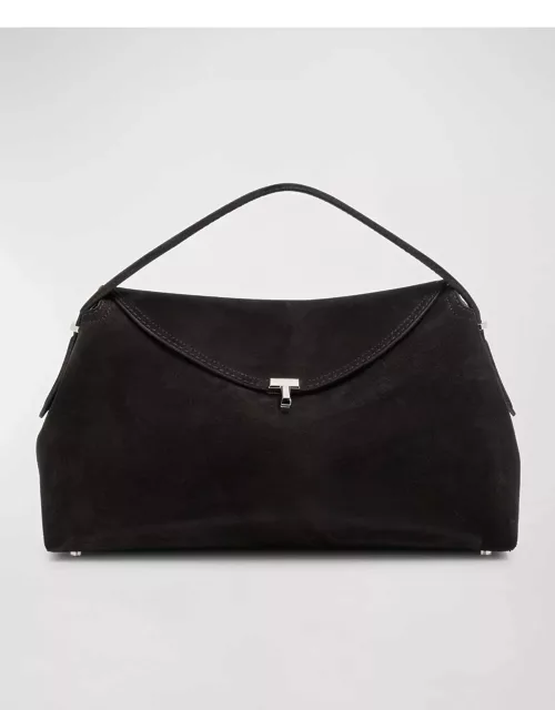 T-Lock Suede Top-Handle Bag