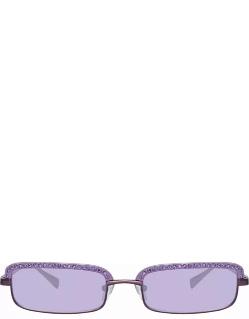 The Attico Dana Rectangular Sunglasses in Purple