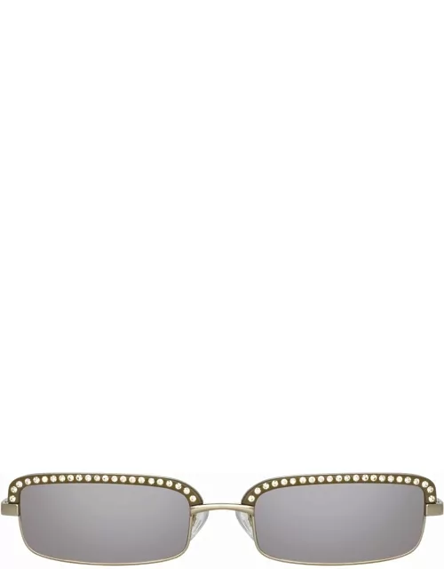 The Attico Dana Rectangular Sunglasses in Silver