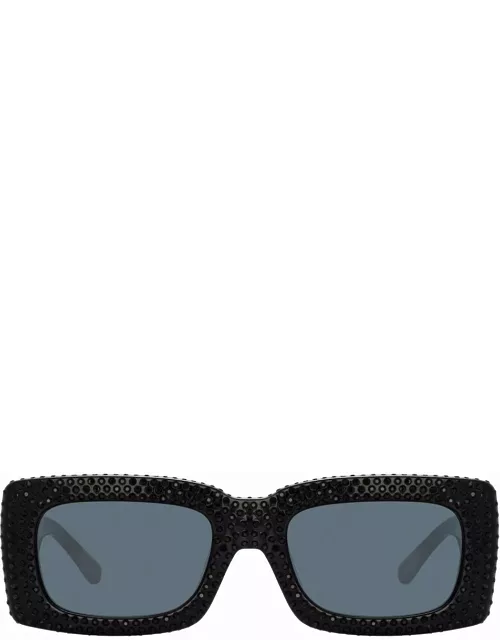 The Attico Stella Rectangular Sunglasses in Black