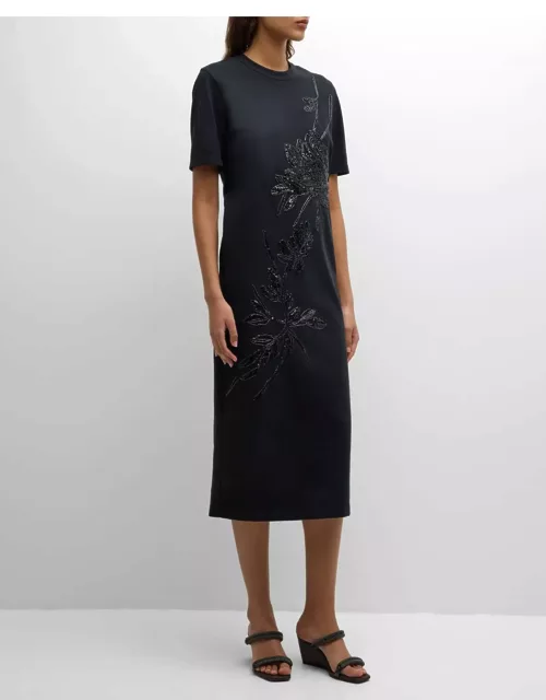 Couture Felpa Midi Dress with Raffia Magnolia Flower