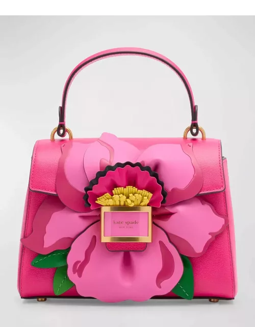 katy floral leather top-handle bag