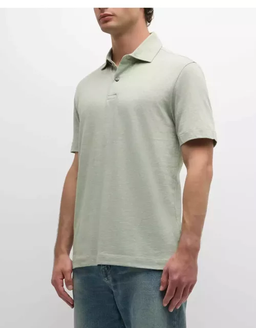 Men's Linen Cotton Short-Sleeve Polo Shirt