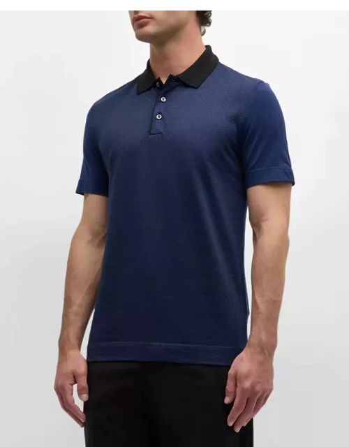 Men's Structured Cotton Silk Short-Sleeve Polo Shirt