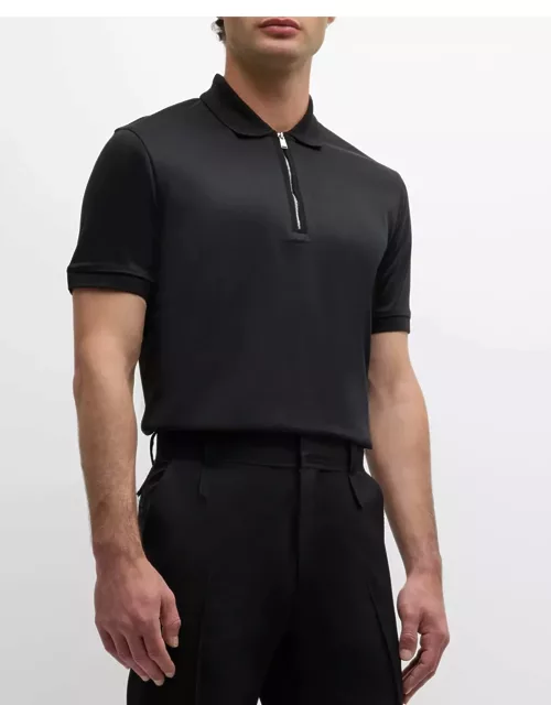 Men's Zip Short-Sleeve Tipped Polo Shirt