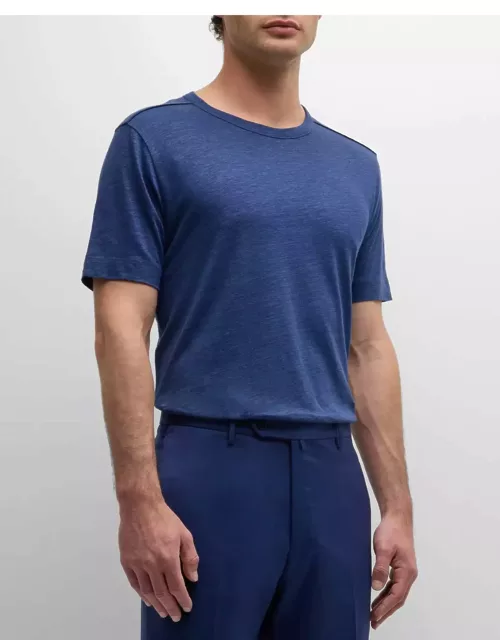 Men's Solid Linen Silk Short-Sleeve T-Shirt