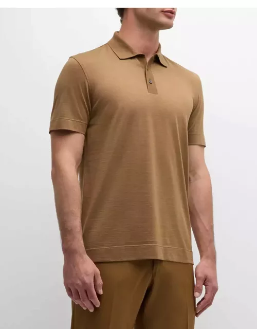 Men's Solid Cotton Silk Short-Sleeve Polo Shirt
