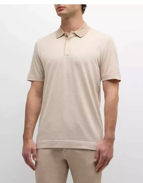 Men's Structured Cotton Silk Short-Sleeve Polo Shirt
