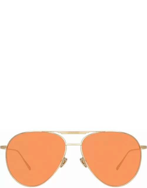 Carter Aviator Sunglasses in Light Gold